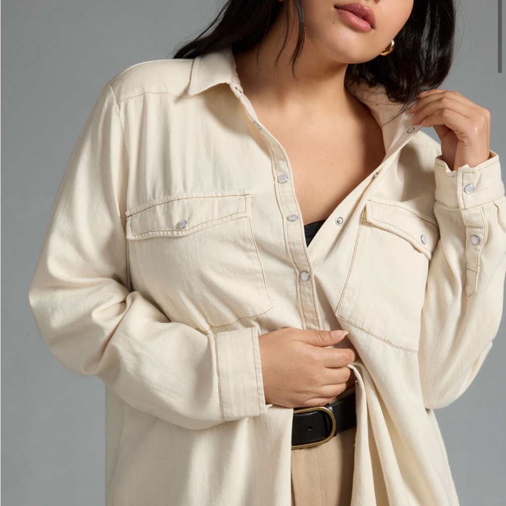 Anthropologie Cream Button Down Shirt
